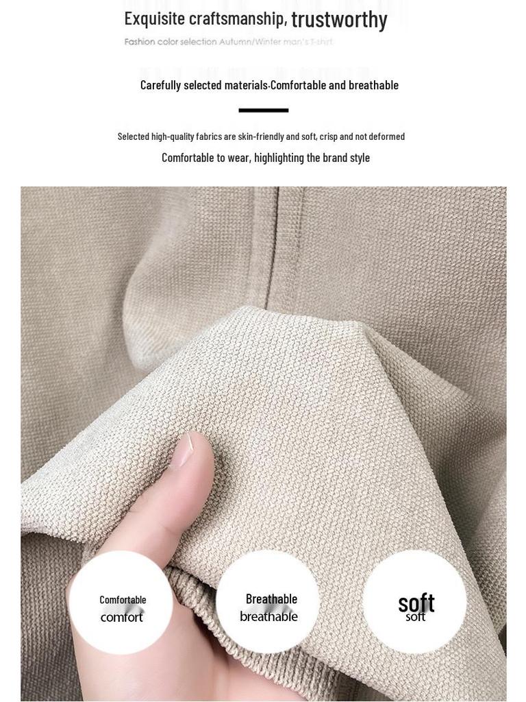 Men's Winter Plus Velvet Half-Zip Stand Collar Hoodie - Thick, Solid, Versatile, Fashionable, Warm Top