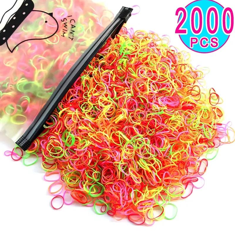 2000Pcs Girls Colorful Small Disposable Hair Bands Elastic Hair Tie Children Ponytail Holder Rubber Bands Kids Hair Accessories