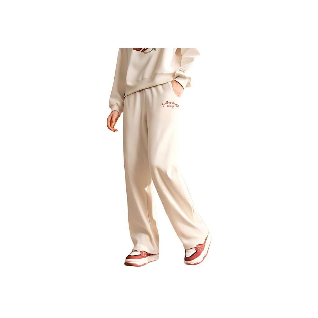 Anta Good Things Happen Knitted Comfortable Loose Casual Pants Women bottoms Corn-White 162518313-1