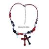 Subculture Rock Beaded Necklace Niche Retro Black Red Crossed Pendant Bead Acrylic Necklace Summer Bead Necklace Jewelry