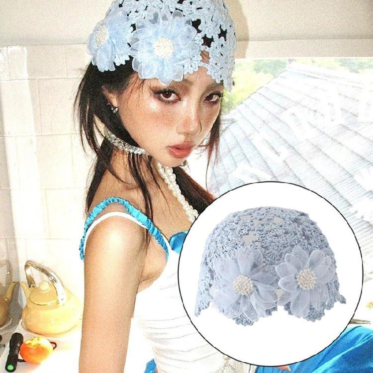 Girls Pullover Hat Handwoven Hat with Handwoven Flower for Vacations Photo Props