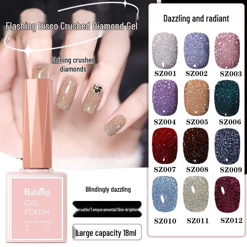 18-Color Ultra Bright Crushed Diamond Glitter Nail Gel Polish