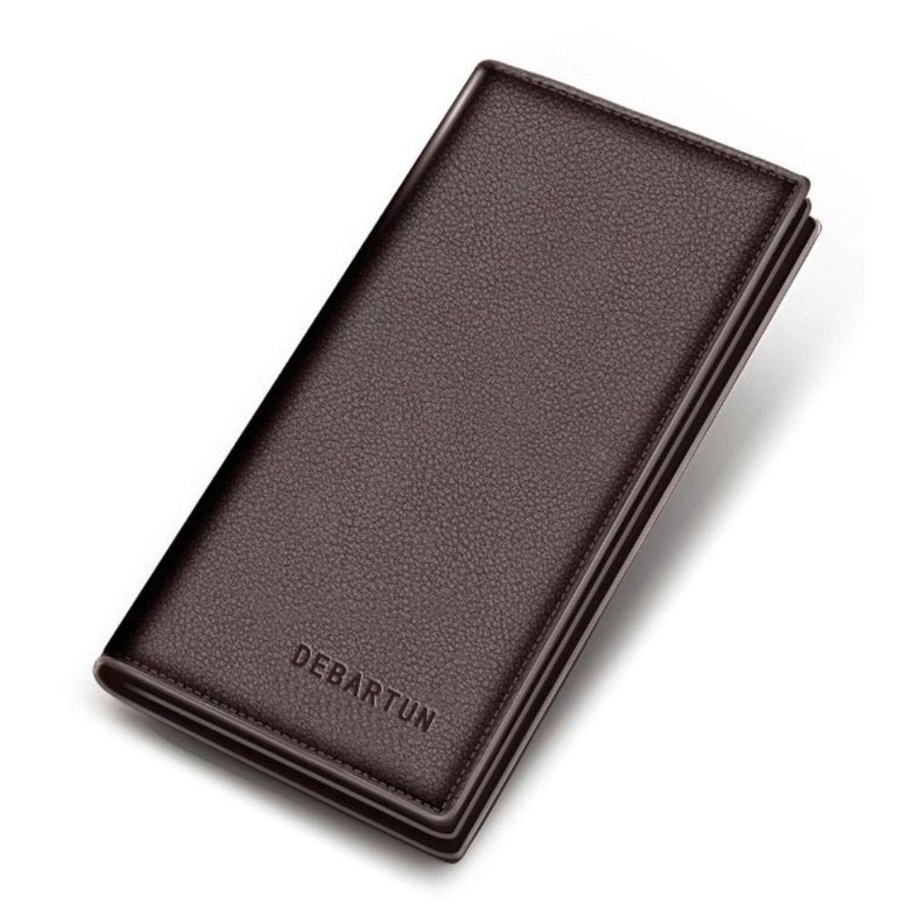 New PU Leather Long Wallet Multiple Slots Thin Card Holder Card Bag Men