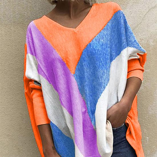 

Мешковатая блузка Мешковатые цветные свободные топы с V-образным вырезом