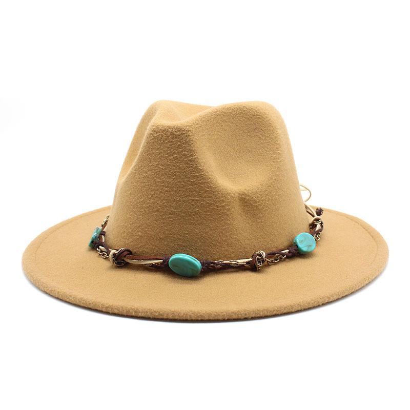 Emerald Western Region Style Top Hat Resin Accessories Jazz Hat Woolen Felt Hat