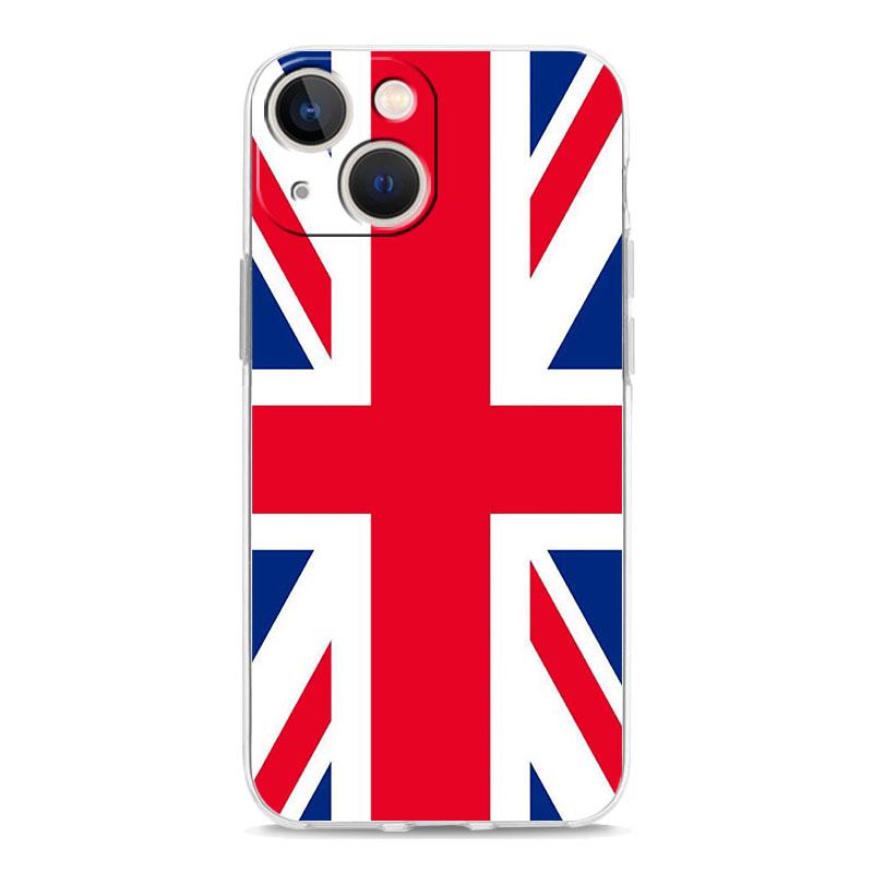 

Phone Case For iPhone 15 14 13 12 Mini 11 Pro Max XS X XR 7 8 Plus Clear Shockproof Silicone TPU Cover England UK flags iPhone 15