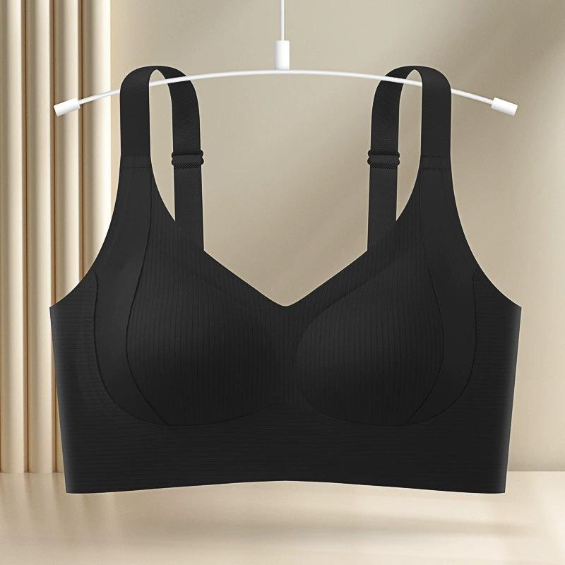 

European & American Plus Size Seamless Wire-Free Lift Support Push-Up Bra with Beautiful Back Design S чорний