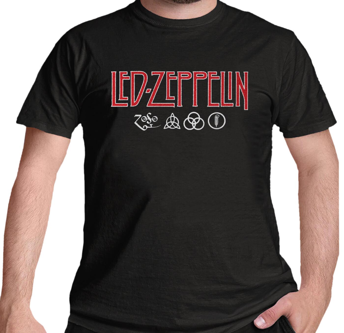 Official Led Zeppelin T Shirt Logo And Symbols Rock Band Zoso Robert Plant New XXL