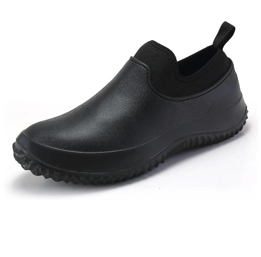 Chef Shoes Kitchen Shoes EVA Water Shoes Men's and Women's Catering Low Top Black Leather Work Shoes Large Size