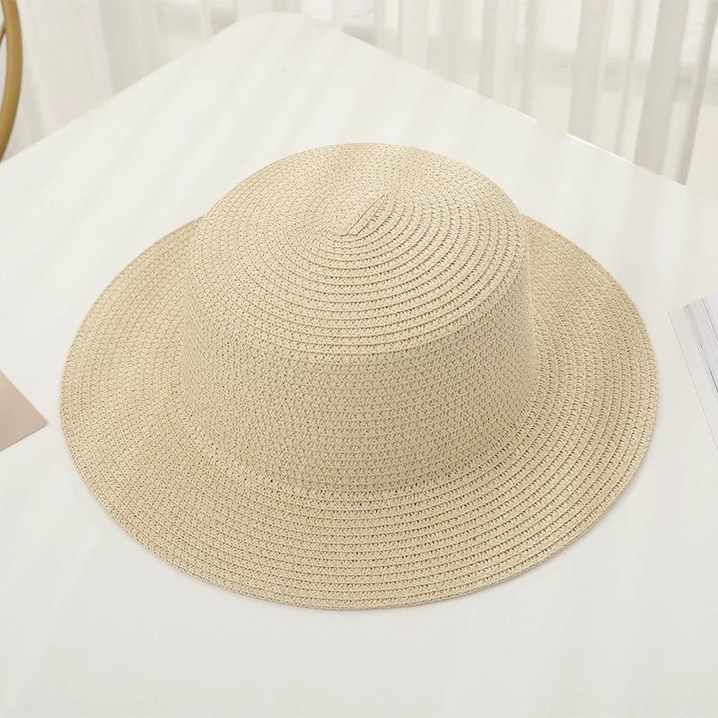 New Women's Summer UV Protection Sweet Ribbon Seaside Vacation Sunshade Bucket Hat Bow Large Brim Straw Hat