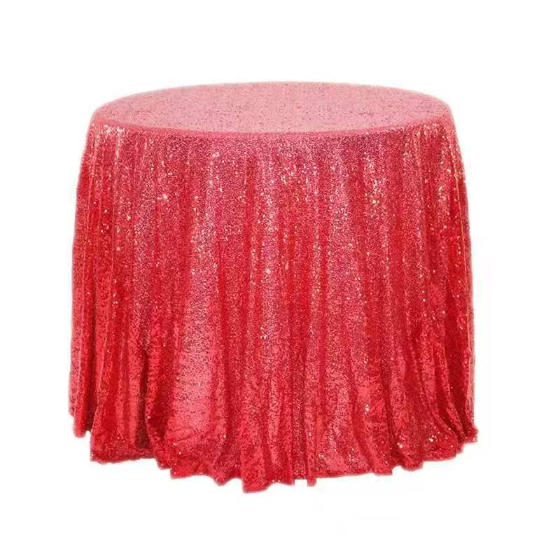 Nordic Style Round Solid Color Sequin Tablecloth for Weddings and Hotel Banquets