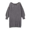 Jill by Jill Stuart Women's Casual Dress, Flower Pearl Embroidery Knit Dress, Light Gray, FR