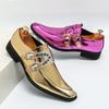 Hot Luxury Pink Mens Patent Leather Shoes Designer High Quality Pointed Chelsea Formal Shoes Man Dress Wedding Party Shoes Men