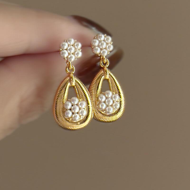 

Ретро серьги-подвески в виде капли воды из жемчуга с бриллиантами, серьги класса люкс, модные серьги с темпераментом, женские