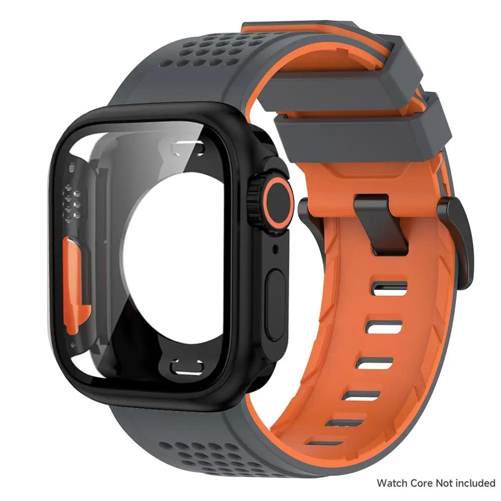 Case+Silicone Strap for Apple Watch Band Ultra 3 49mm 46 45 44 41mm Protective Case Bracelet for Iwatch 11 10 9 8 7 6 54 SE3