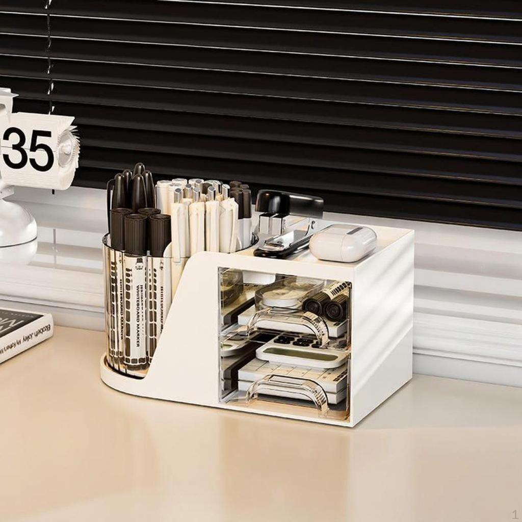 Desktop Drawer Organizer, MultiFunctional Pen Holder, Stackable Storage Box, Office, Home, Student