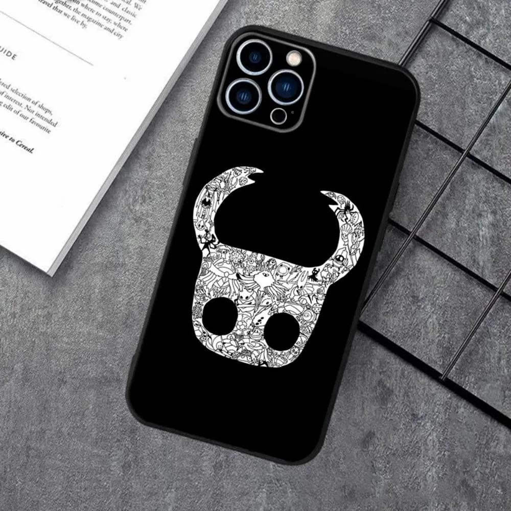 H-Hollow Knight Phone Case For Apple iPhone 15,14,13,12,11,XS,XR,X,8,7,Pro,Max,Plus,mini Silicone Black Cover