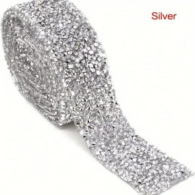1 pezzo Nastro Bling con Strass di Cristallo, Nastro Adesivo Fai-da-te con Strass per Torte Nuziali, Compleanni, Artigianato, Decorazioni