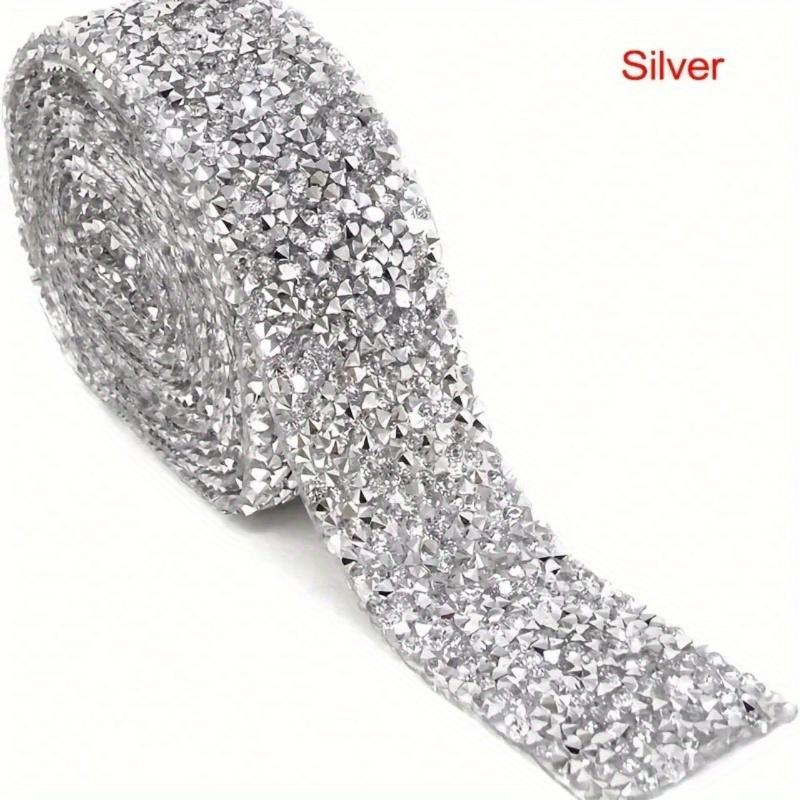 1pc Bling Crystal Rhinestone Ribbon, DIY Self-Adhesive Rhinestone Sticker Ribbon for Wedding Cakes Birthday Crafts Decorations