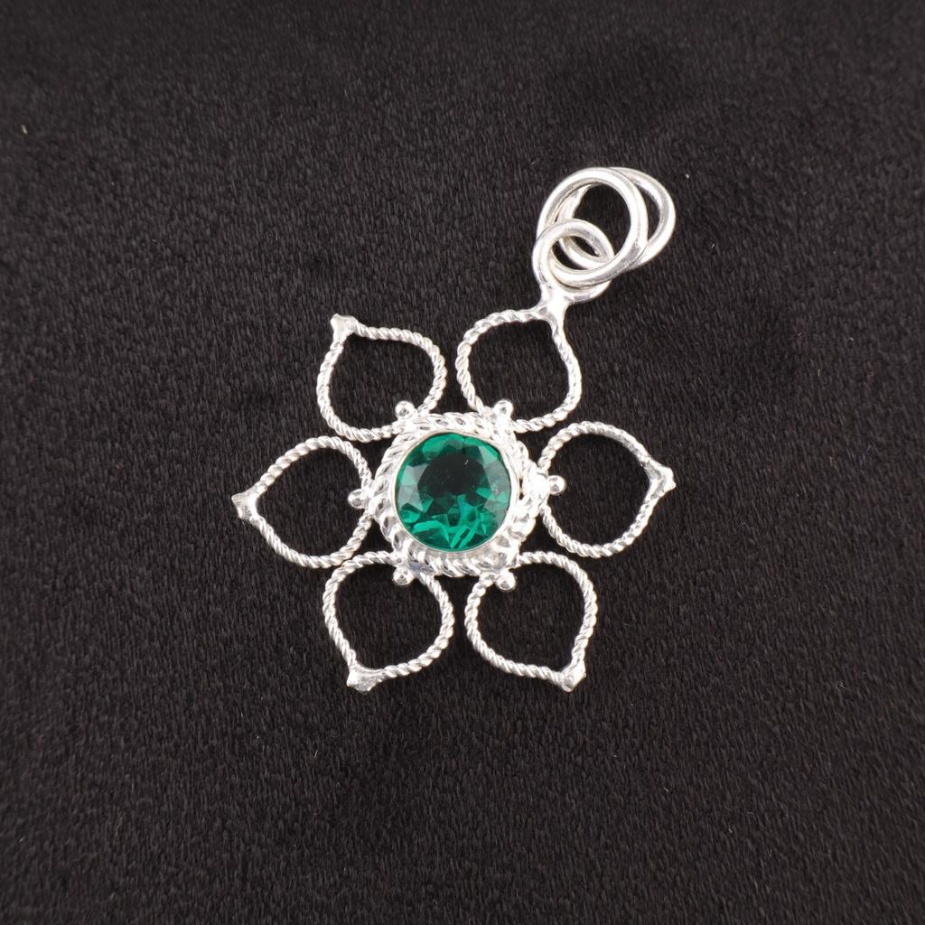 May Green Emerald Gemstone Sterling Silver Engagement Birthday Gift New Pendant PP-18-3