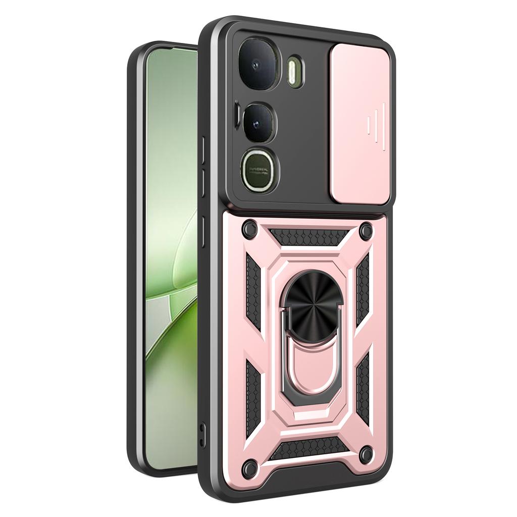 For Vivo Y400 5G Case with Slide Camera Lid PC+TPU Kickstand Phone Cover