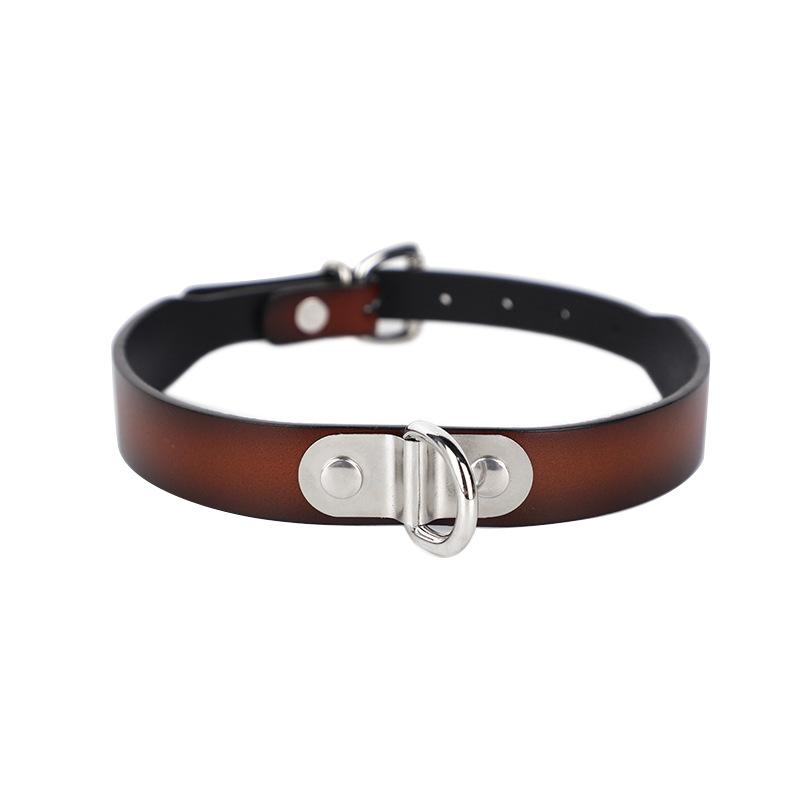 Collar Genuine Leather Series Slave Bed Neck Restraint Belt Strap for Couple Bondage Erotic Fun Sex Toy for Adult Female
