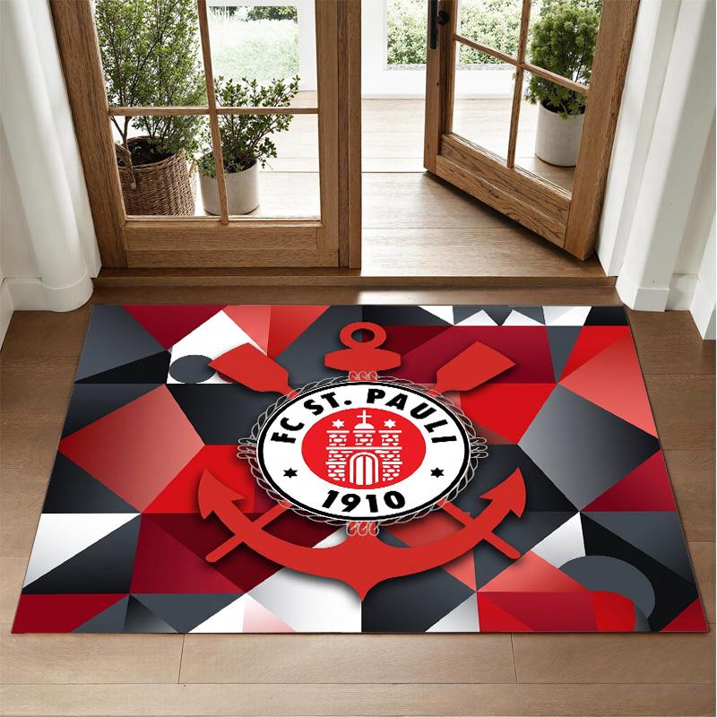 FC St. Pauli Football Design Crystal Velvet Rug Soft Decorative Mat for Bedroom Entrance