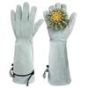 1 Pair Cowhide Elbow-Length Garden Gloves for Puncture & Wear Resistance, Ideal for Construction