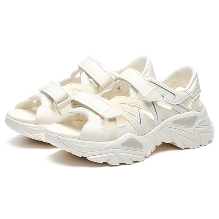 Fila Fishbone Sandal Leather Thick Sole Height Increasing Sports Comfortable Beach Sandals Women Sandals White F12W221407FAG
