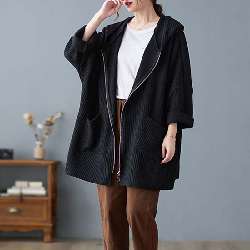 Sweaters Coat Cardigan for Women Autumn Winter Large Size Vintage Loose Long Sleeve Knit Cardigan Hooded Sweaters Jacket