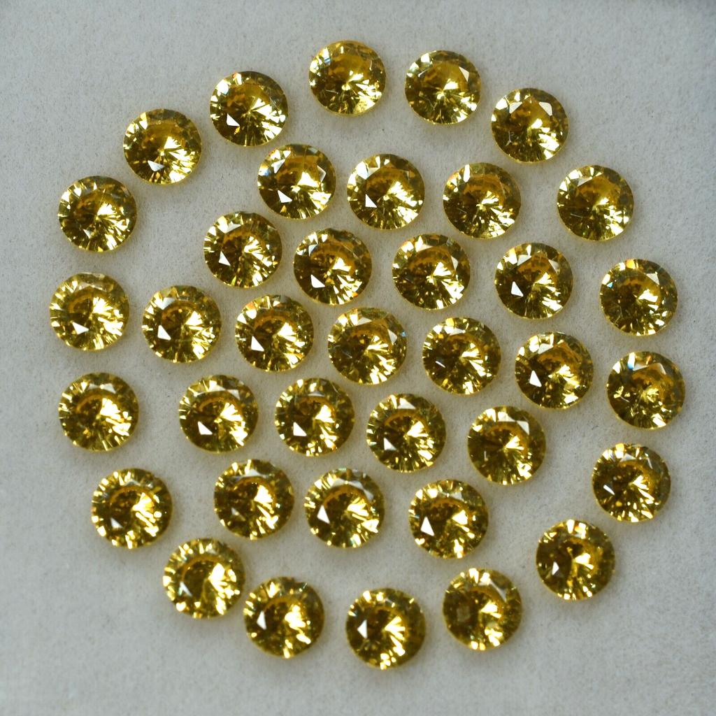 Natural Yellow Sapphire Ring Size Round Lot CERTIFIED Gemstone 5x5 MM Size 8 Pcs Y- 1021084