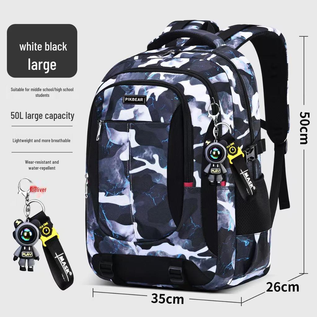 Men's Camouflage Schoolbag: Junior & High School Decompression Backpack with Spine Protection and Large Capacity for Outdoor Leisure.