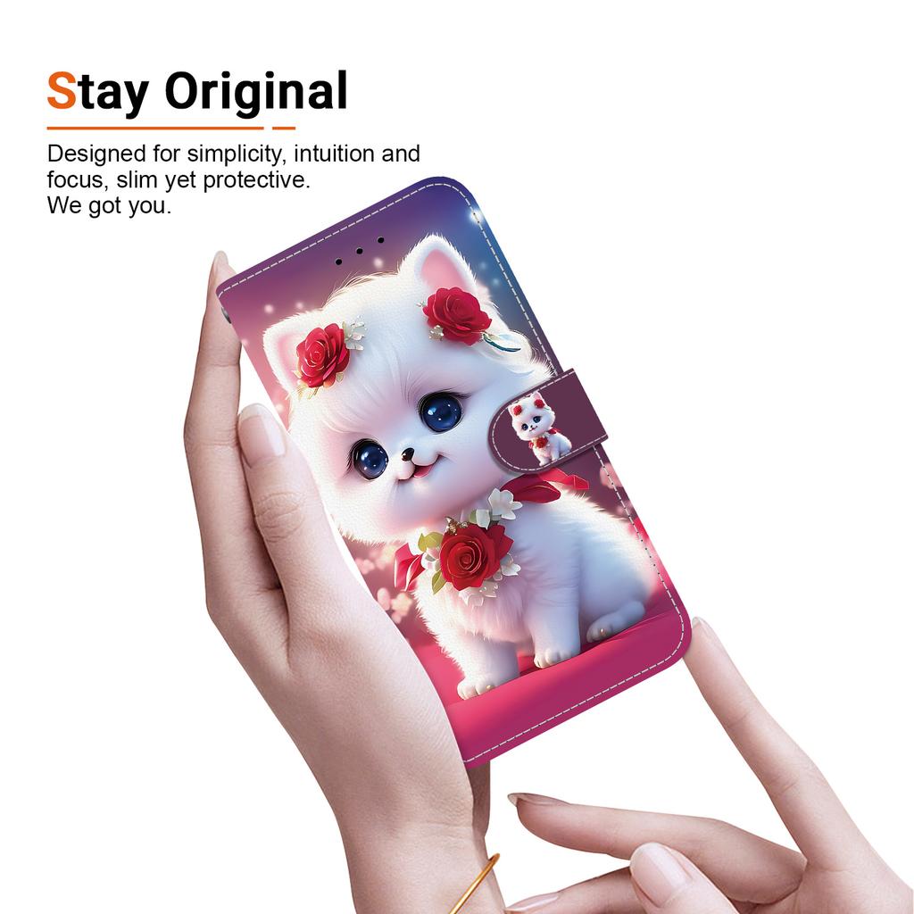 Handmade PU Leather Flip Case for Redmi Note 12 Pro/Xiaomi Poco X5 Pro Anti-Slip Shockproof Cover with Wrist Strap & Heart/Rose Cat Designs