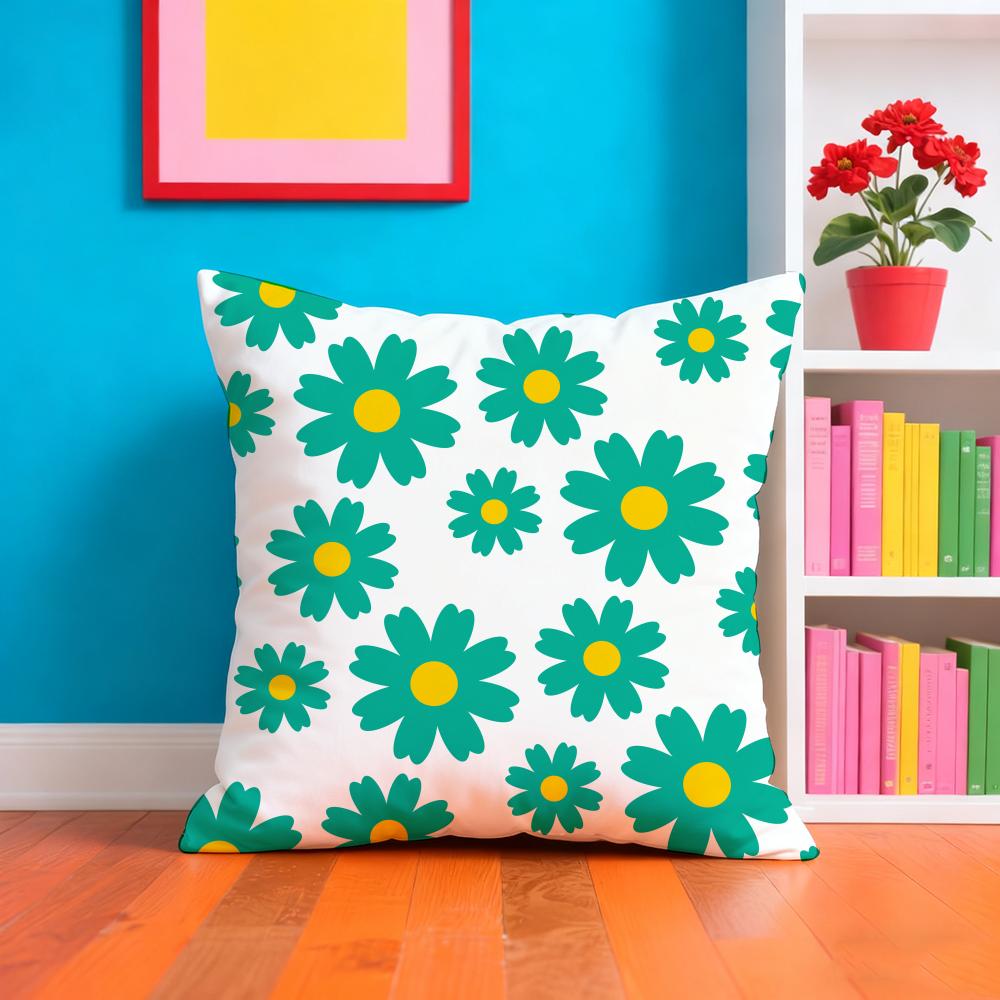 Spring And Summer Floral Cushion Cover Soft Plush Throw Pillow Cover | Double-Sided Cushion Case | Sofa Bedroom Home Decor