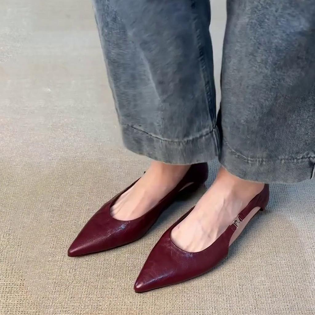 Sheepskin Version~ Hollow Flat Heel Pointed Hollow Small Single Shoes for Women's Spring and Summer New Shallow Mouth Beautiful High-end Single Shoes