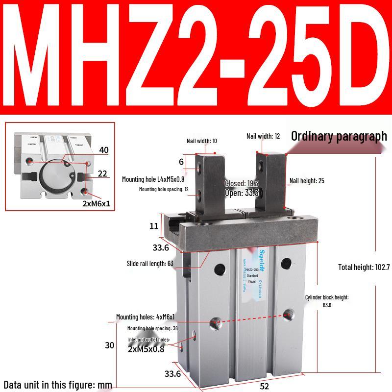 MHZL2 Pneumatic Finger Cylinder Parallel Manipulator Gripper MHZ2/HFZ Series