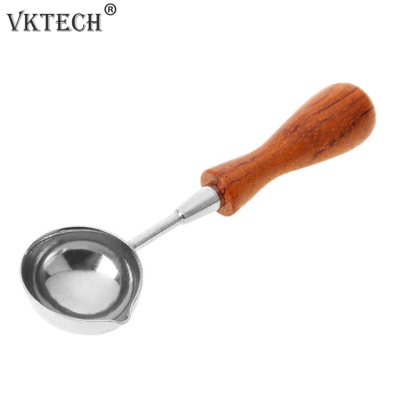 Anti-Hot Sealing Wax Spoon Sealing Stamp Wax Melting Spoon Vintage Wood Handle Sealing Wax Spoon Stamps for Scrapbooking