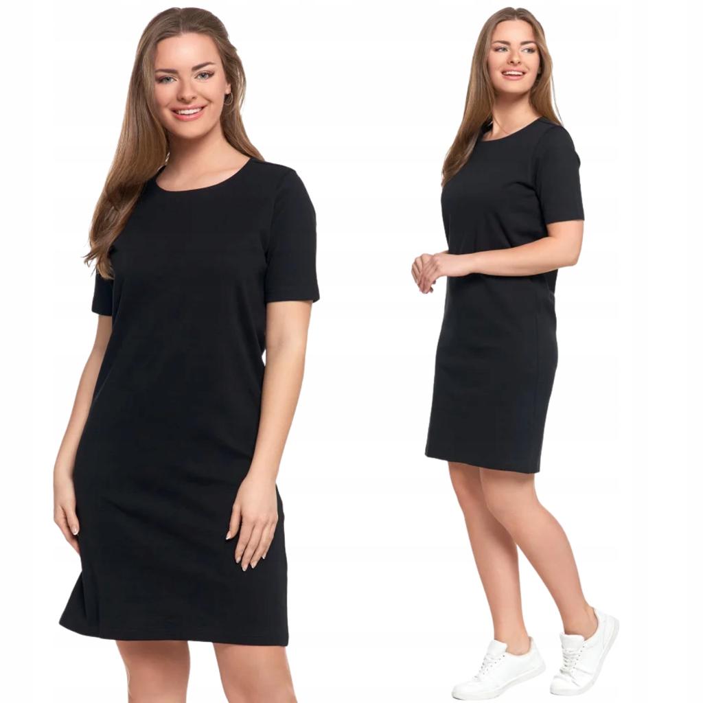 Women's Cotton Dress Short Sleeve Above Knee Comfortable MORAJ S BLACK