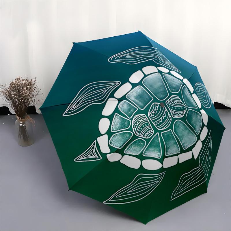 1pc Turtle Shell Pattern Automatic Folding Umbrella - Compact Travel Umbrella with Auto Open/Close 8-Rib Heavy-Duty Shaft for Women/Men -l005