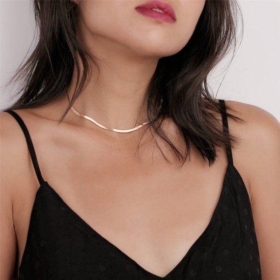 Hot Sale Gold Plated Snake Chain Silver Cartilaginous Flat Herringbone Stainless Steel Necklace Jewelry for Women Men Gifts