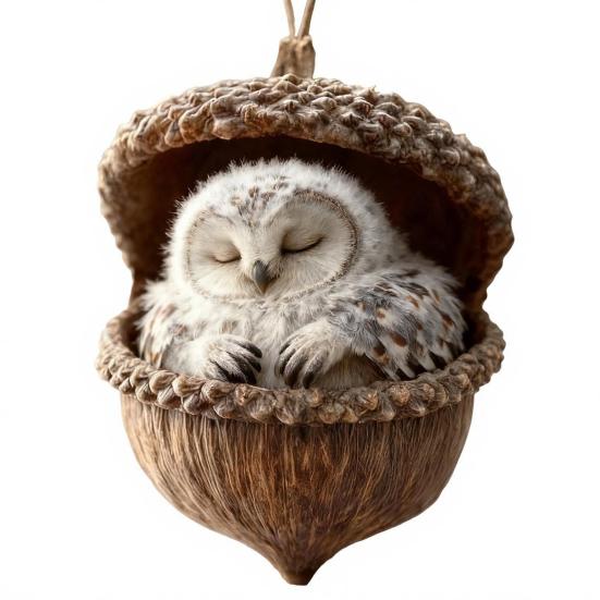 Yousheng Forest Animal Acorn Ornament 2D Acrylic Cozy Forest Christmas Ornament Woodland Creature Hanging Decoration for Xmas Tree Holiday Decor