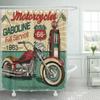 Shower Curtain Retro Vintage Route 66 Classic Motorcycles Waterproof Polyester Fabric Bathtub Curtain With Hooks