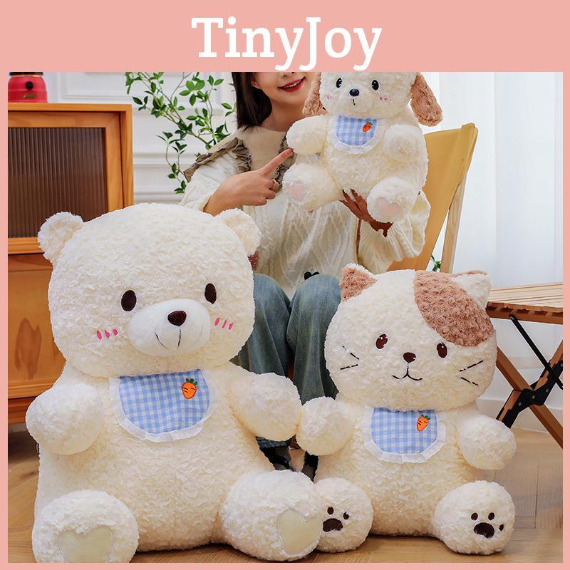 Dog Bib Cat Bear Plush Toy Stuffed Doll Cartoon Bedroom Decoration Gift Kids
