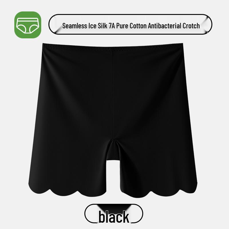 Women's Seamless Ice Silk Low-Waist Safety Shorts - Anti-Exposure, 7A Antibacterial, Thin, No-Roll Hem, White Base Layer
