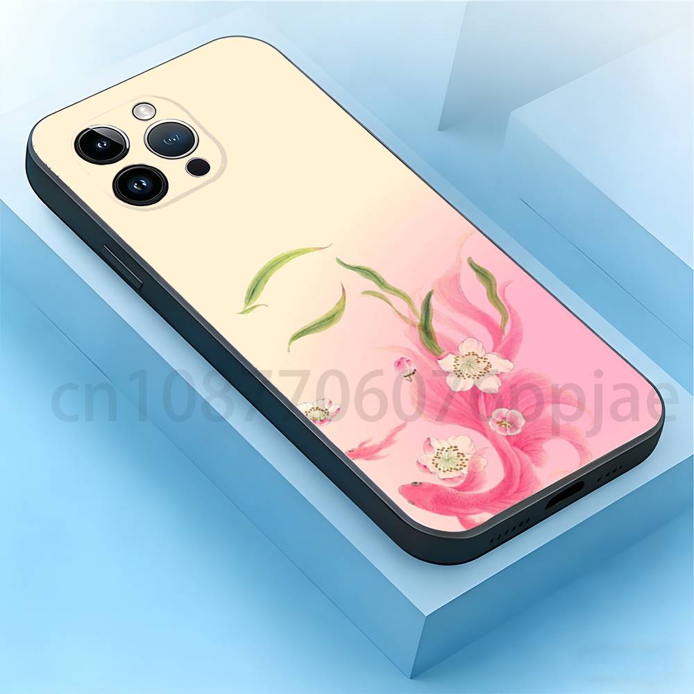 

Koinobori Phone Case For iPhone 17,16,15,14,13,12,11,XR,Pro,Max,Plus,mini, Silicone Black Cover iPhone16pro