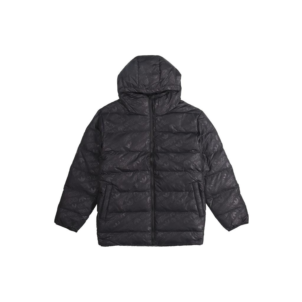 Adidas Originals Trefoil H Down Jacket Reversible Full Print Warm Hooded Outerwear Men Outerwear Black ED5839