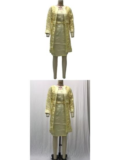 Damski dwuczęściowy komplet: koronkowy kardigan i sukienka