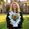 Knitted Yarn Flower Sunflower Puff Bouquet, Gift For Adult , Graduation , For Classmates And Friends