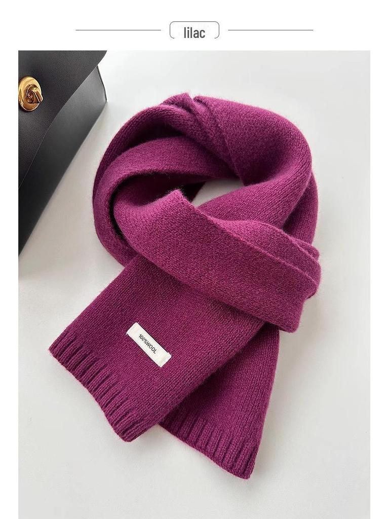 Wool Pure Australian Knitted Scarf New Style Solid Color Unisex Winter Warm