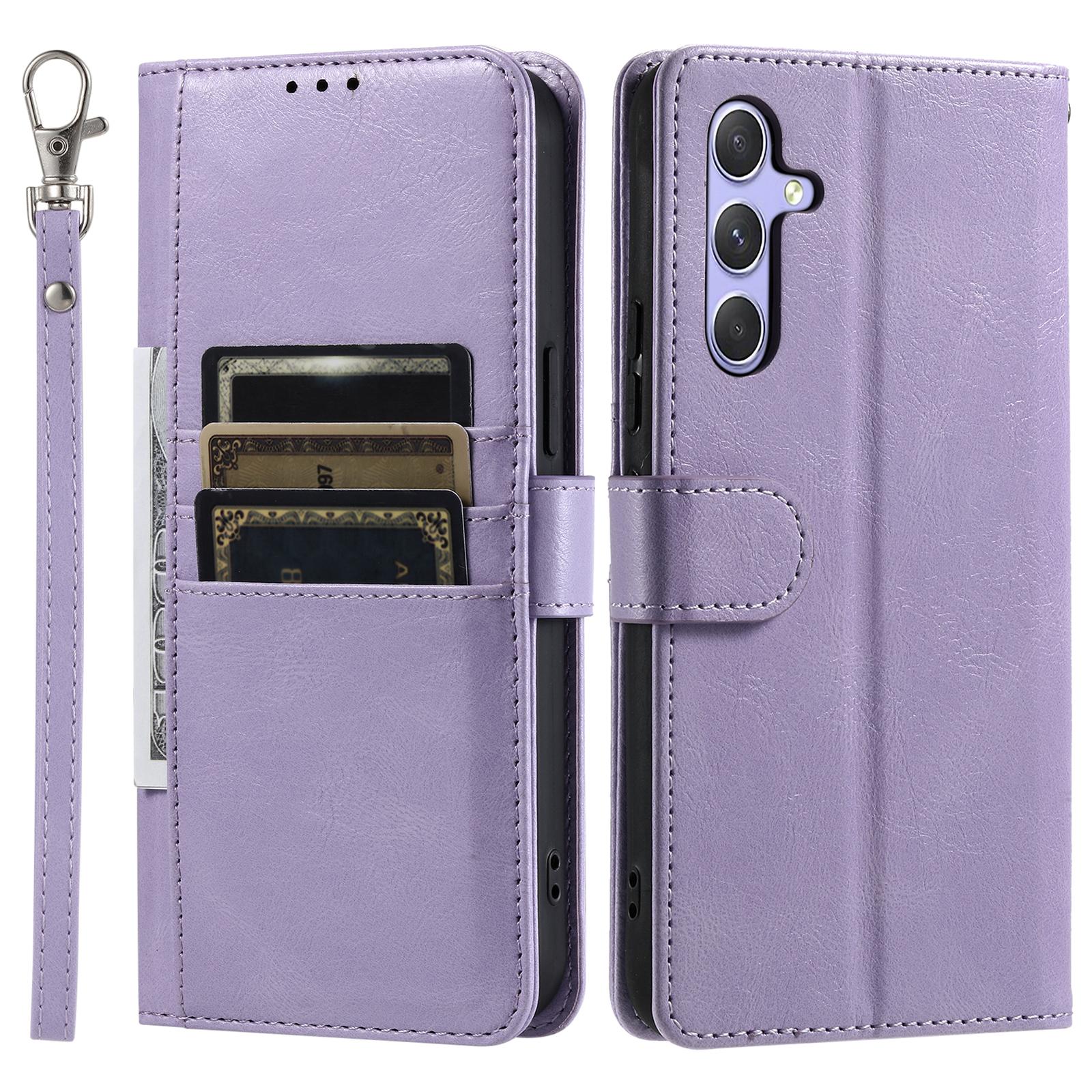 

013 Style For Samsung Galaxy A16 5G/A16 4G Case Anti-Fall PU Leather Phone Cover with 6 Card Slots Purple